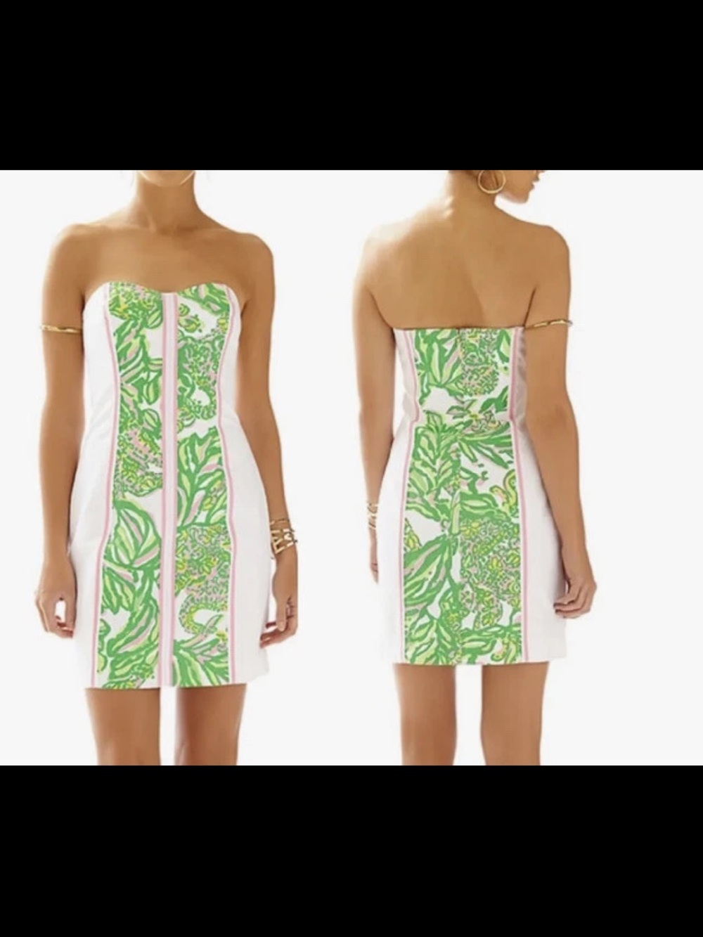 MY26 Lilly Pulitzer Angela Seeing Pink Elephants Strapless Sweetheart Dress